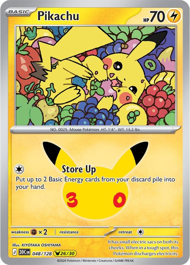 Pikachu 048/128 Holofoil - 30th Celebration Pokemon card