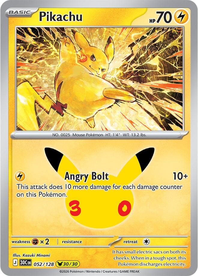 Pikachu 052/128 Holofoil - 30th Celebration Pokemon card