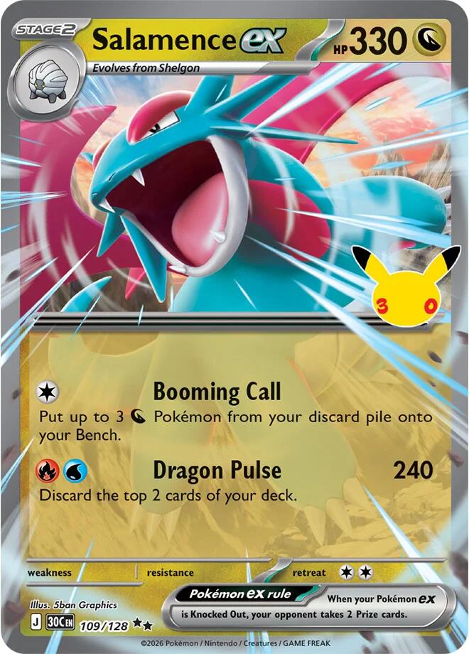 Salamence ex 109/128 Holofoil - 30th Celebration Pokemon card