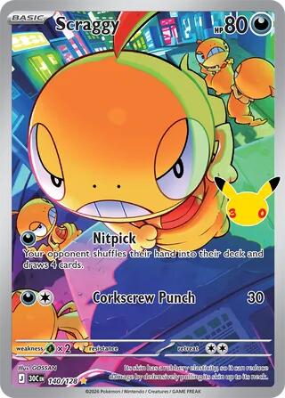 Scraggy 140/128 Holofoil - 30th Celebration Pokemon card