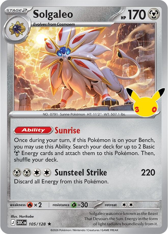 Solgaleo 105/128 Holofoil - 30th Celebration Pokemon card