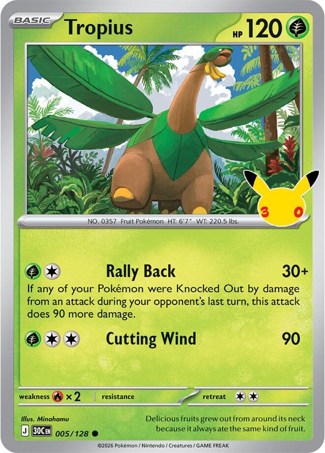 Tropius 005/128 Holofoil - 30th Celebration Pokemon card