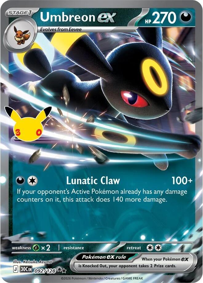 Umbreon ex 092/128 Holofoil - 30th Celebration Pokemon card