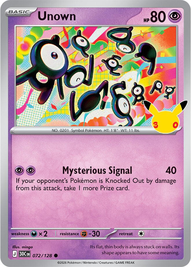Unown 072/128 Holofoil - 30th Celebration Pokemon card