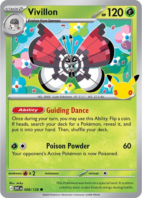 Pokemon - 30th Celebration - Vivillon - 008/128 - Holofoil
