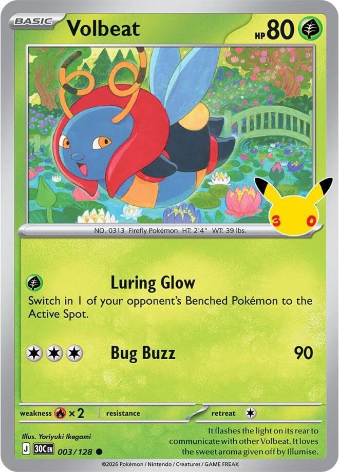 Volbeat 003/128 Holofoil - 30th Celebration Pokemon card