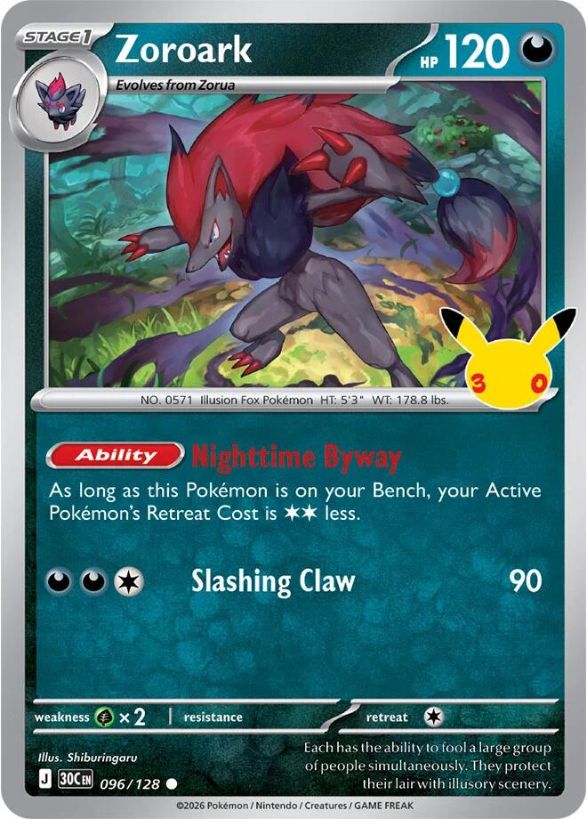 Zoroark 096/128 Holofoil - 30th Celebration Pokemon card