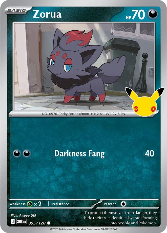 Zorua 095/128 Holofoil - 30th Celebration Pokemon card