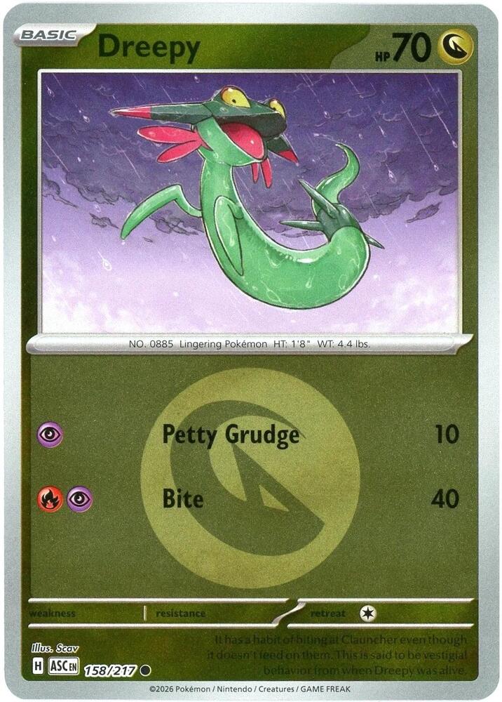 Dreepy 158/217 Energy Symbol Pattern — Ascended Heroes Pokémon card