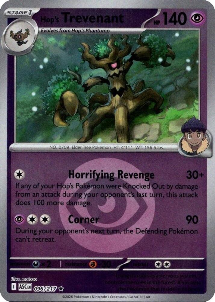 Hop's Trevenant 096/217 Energy Symbol Pattern, Ascended Heroes Pokémon card