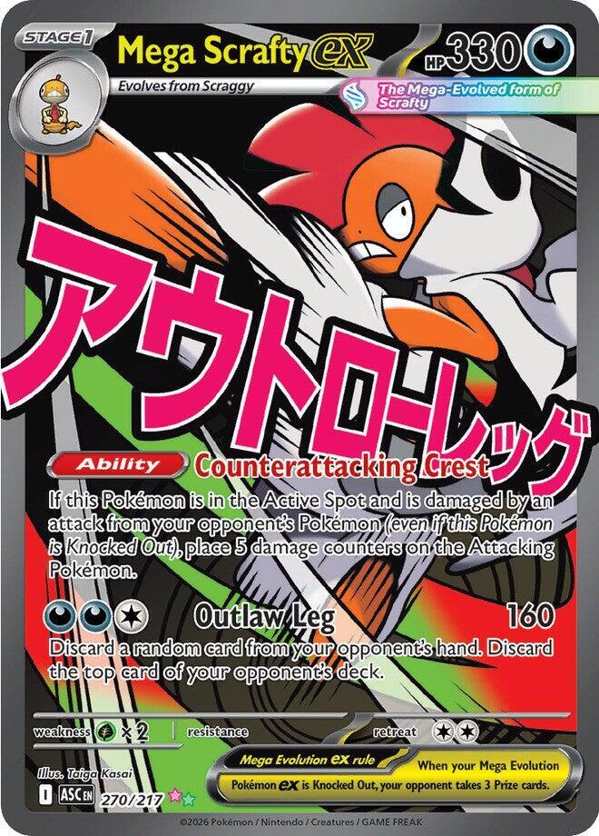 Mega Scrafty ex 270/217 Holofoil, Ascended Heroes Pokémon card