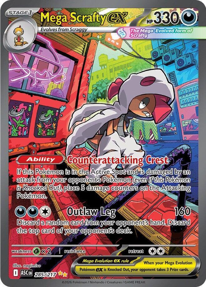 Mega Scrafty ex 285/217 Holofoil, Ascended Heroes Pokémon card