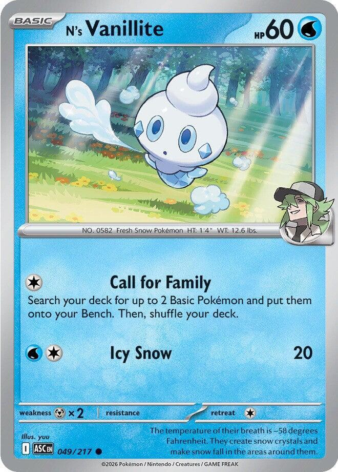 N's Vanillite 049/217 — Ascended Heroes Pokémon card