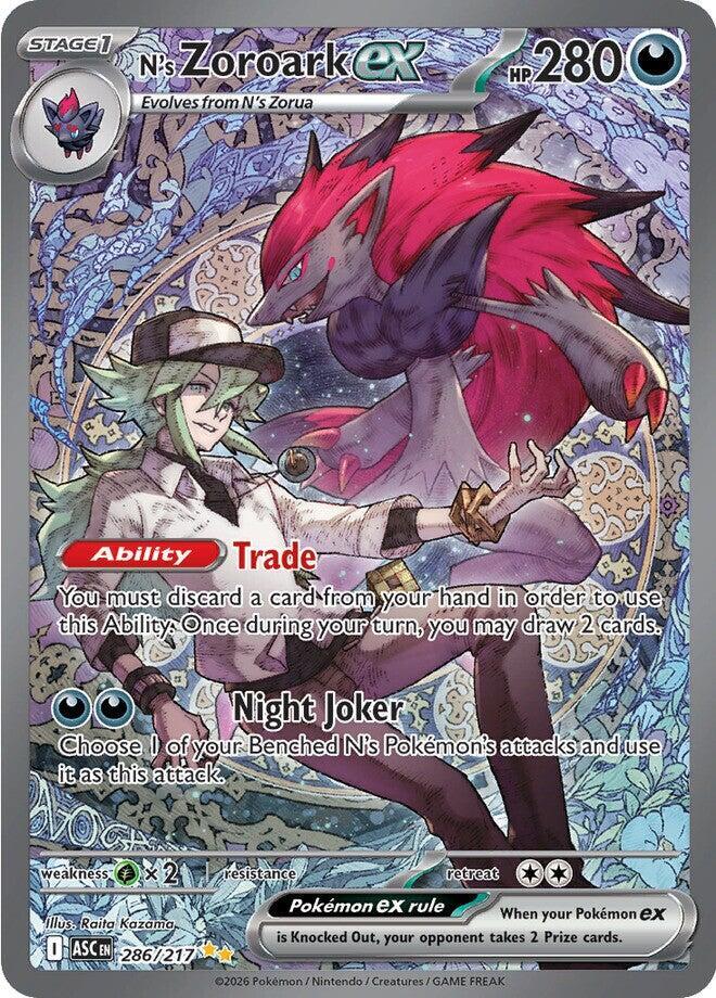 N's Zoroark ex 286/217 Holofoil, Ascended Heroes Pokémon card