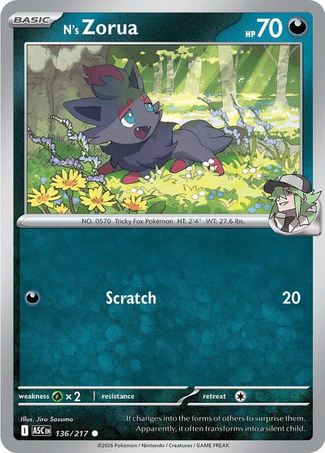 N's Zorua 136/217 Energy Symbol Pattern — Ascended Heroes Pokémon card