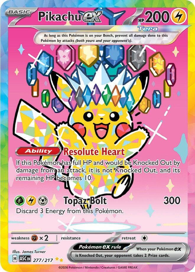 Pikachu ex 277/217 Holofoil, Ascended Heroes Pokémon card