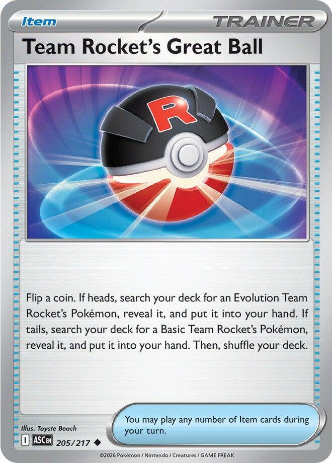Team Rocket's Great Ball 205/217 Reverse Holofoil, Ascended Heroes Pokémon card