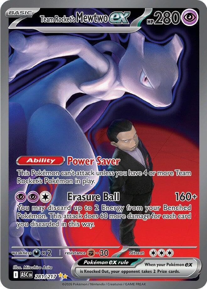 Team Rocket's Mewtwo ex 281/217 Holofoil, Ascended Heroes Pokémon card