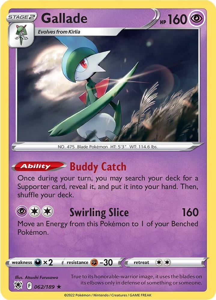 Gallade 062/189 Holofoil — Astral Radiance Pokémon card