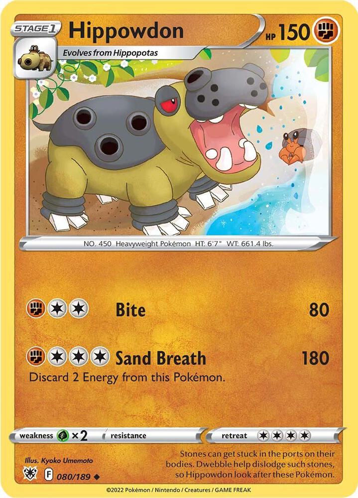 Hippowdon 080/189 Reverse Holofoil — Astral Radiance Pokémon card
