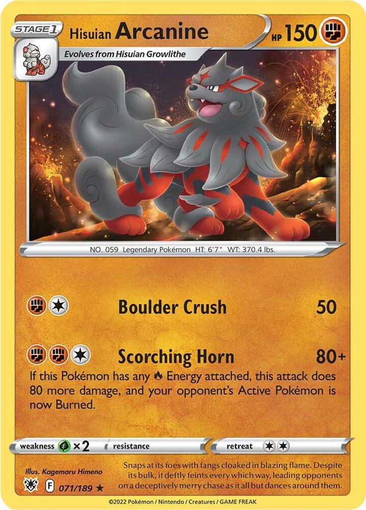 Hisuian Arcanine 071/189 Reverse Holofoil — Astral Radiance Pokémon card