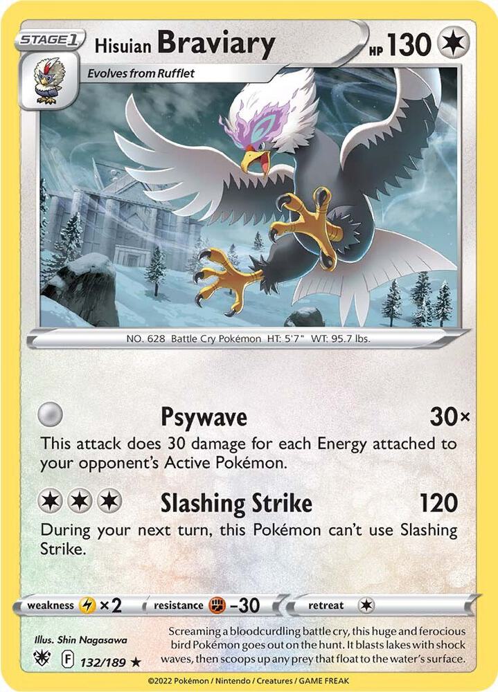 Hisuian Braviary 132/189 Reverse Holofoil — Astral Radiance Pokémon card
