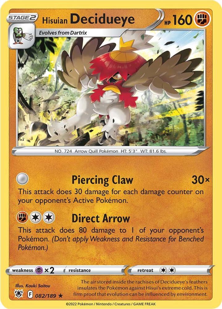 Hisuian Decidueye 082/189 Holofoil — Astral Radiance Pokémon card