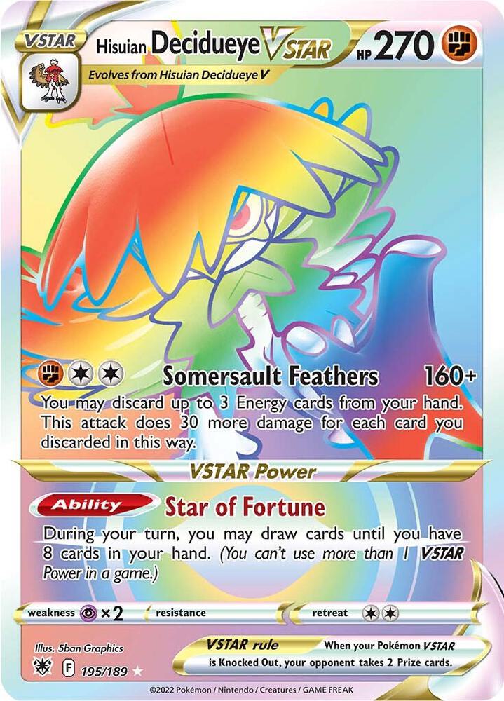 Hisuian Decidueye VSTAR 195/189 Holofoil — Astral Radiance Pokémon card
