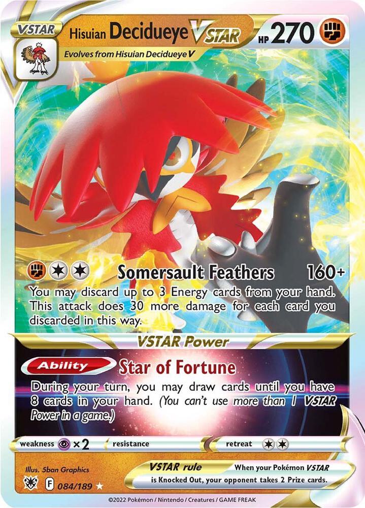 Hisuian Decidueye VSTAR 084/189 Holofoil — Astral Radiance Pokémon card
