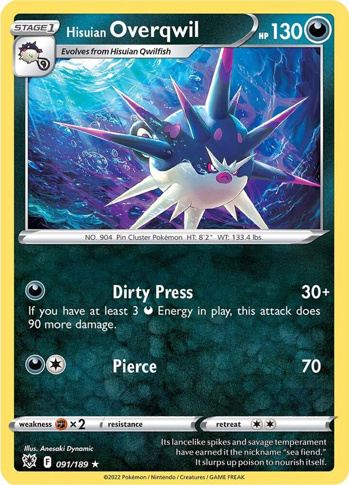 Hisuian Overqwil 091/189 — Astral Radiance Pokémon card