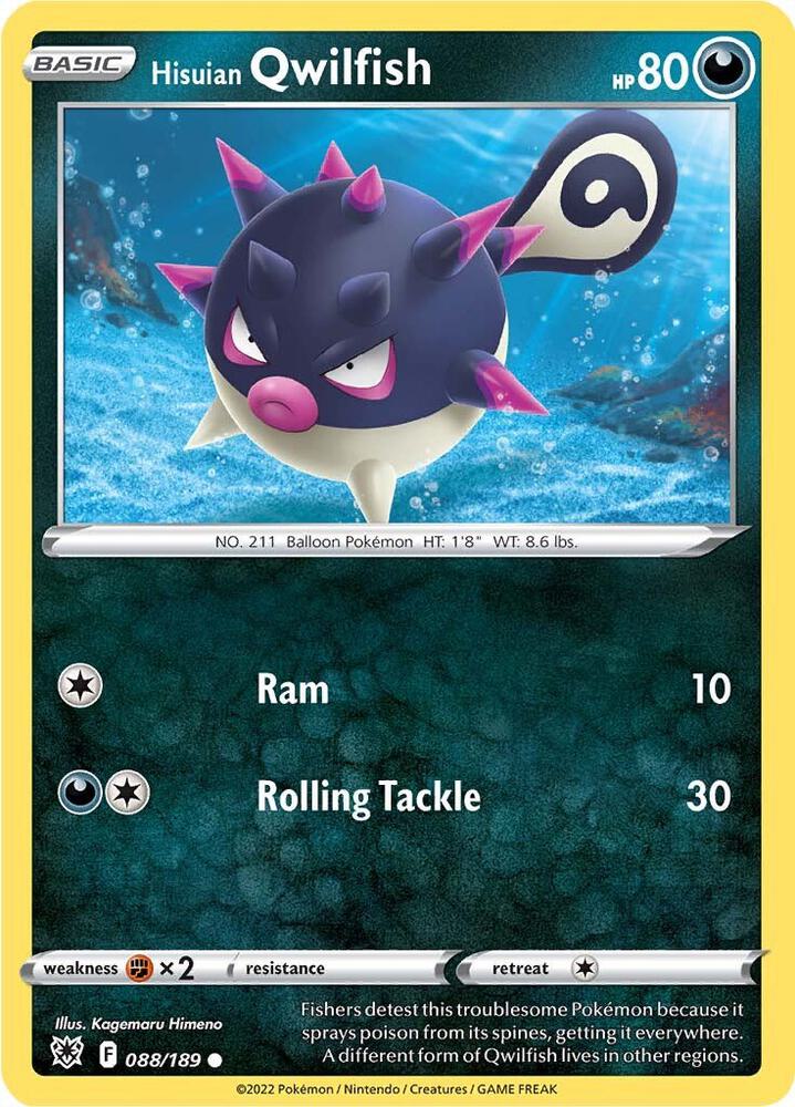 Hisuian Qwilfish 088/189 Reverse Holofoil — Astral Radiance Pokémon card
