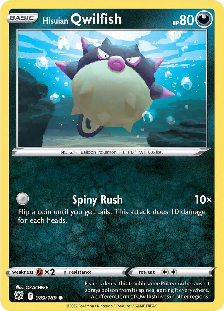 Hisuian Qwilfish 089/189 Reverse Holofoil — Astral Radiance Pokémon card