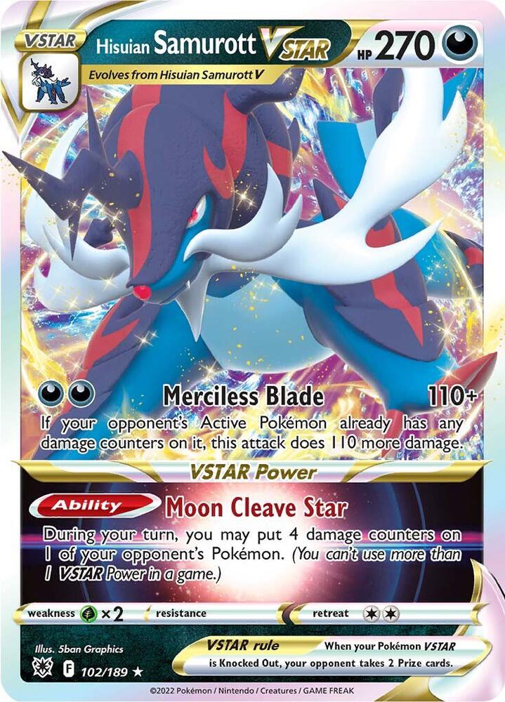 Hisuian Samurott VSTAR 102/189 Holofoil — Astral Radiance Pokémon card