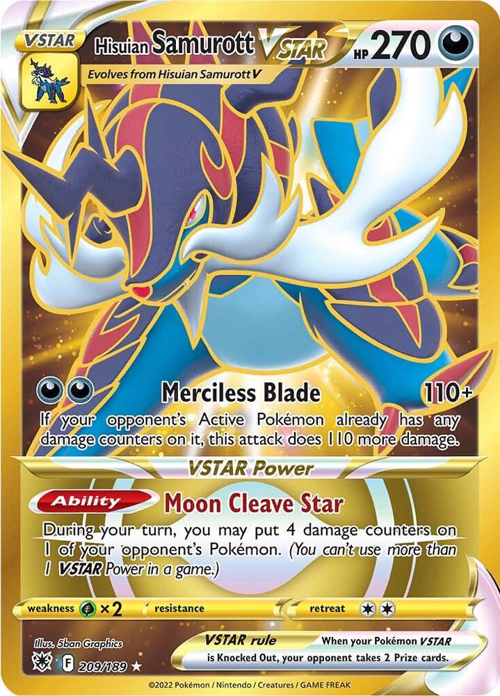 Hisuian Samurott VSTAR 209/189 Holofoil — Astral Radiance Pokémon card