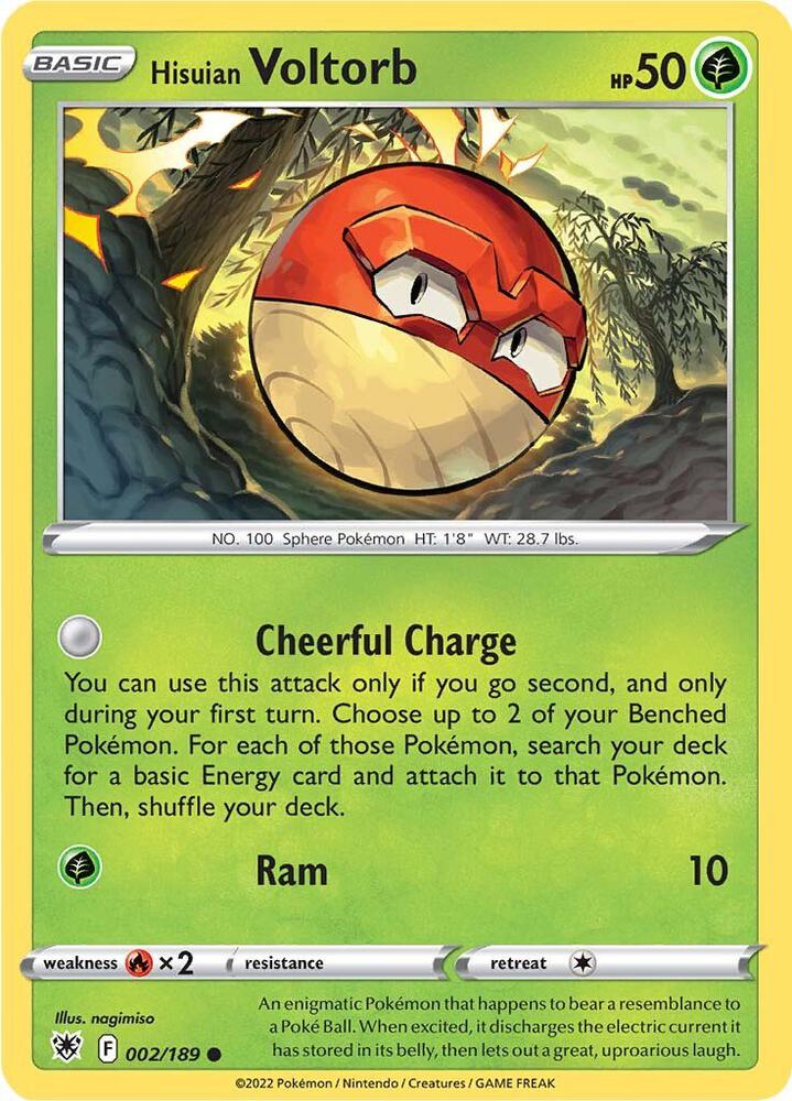 Hisuian Voltorb 002/189 — Astral Radiance Pokémon card