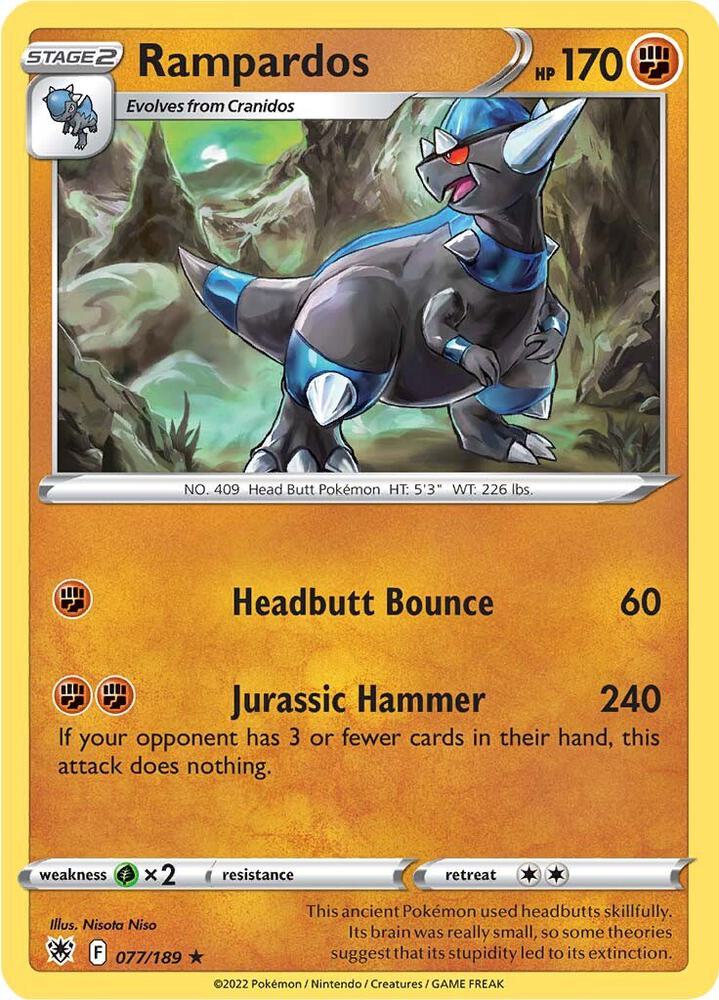 Rampardos 077/189 Holofoil — Astral Radiance Pokémon card