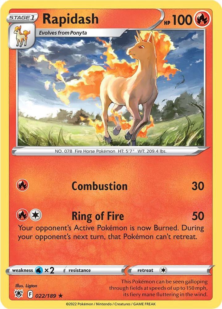 Rapidash 022/189 — Astral Radiance Pokémon card