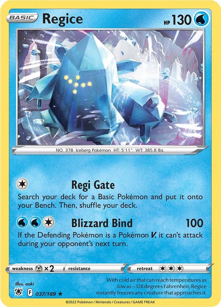 Regice 037/189 Reverse Holofoil — Astral Radiance Pokémon card