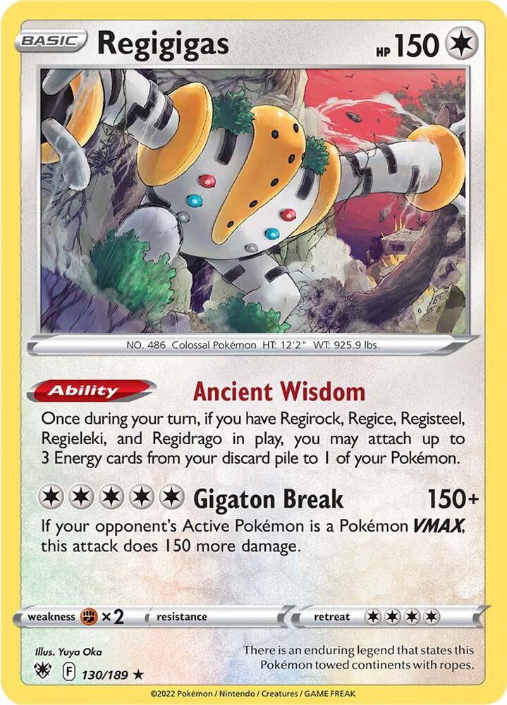 Regigigas 130/189 Reverse Holofoil — Astral Radiance Pokémon card