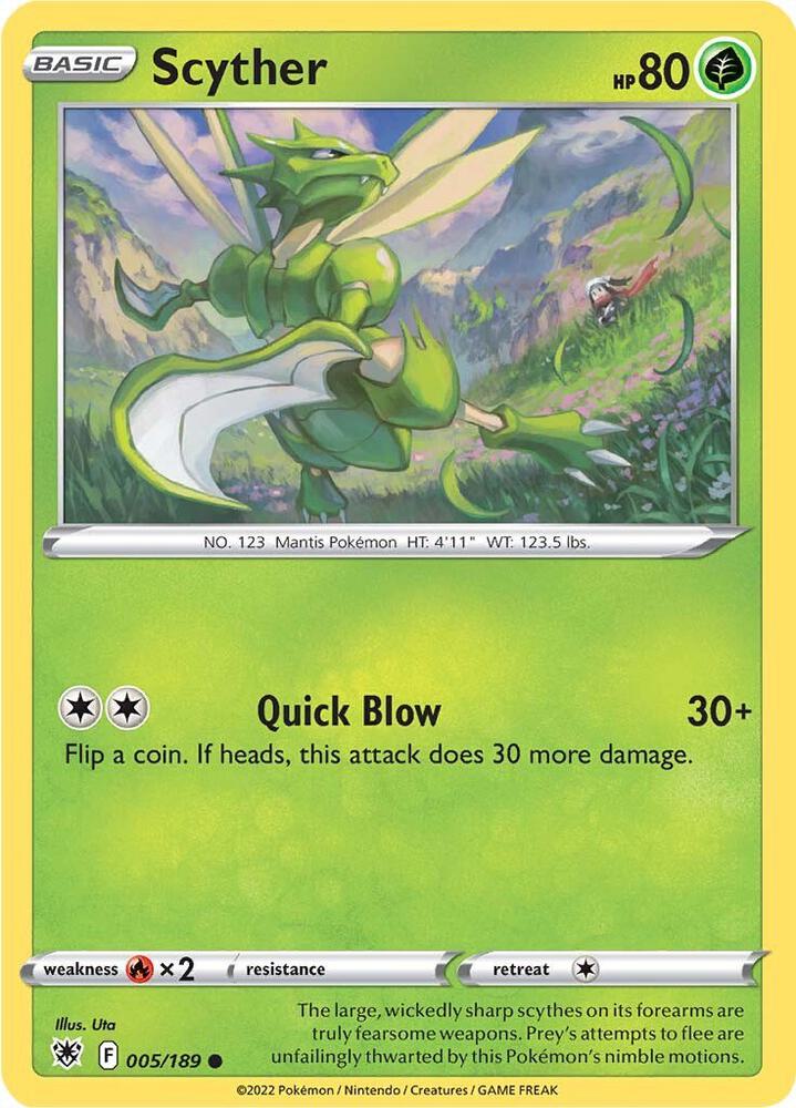 Scyther 005/189 Reverse Holofoil — Astral Radiance Pokémon card