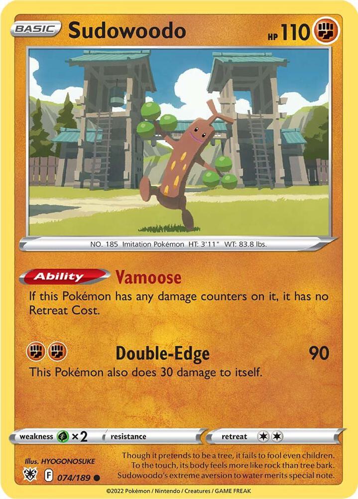Sudowoodo 074/189 Reverse Holofoil — Astral Radiance Pokémon card