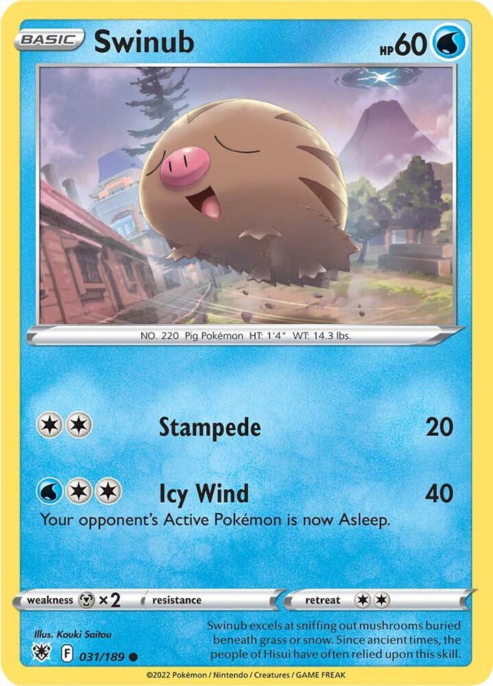 Swinub 031/189 Reverse Holofoil — Astral Radiance Pokémon card