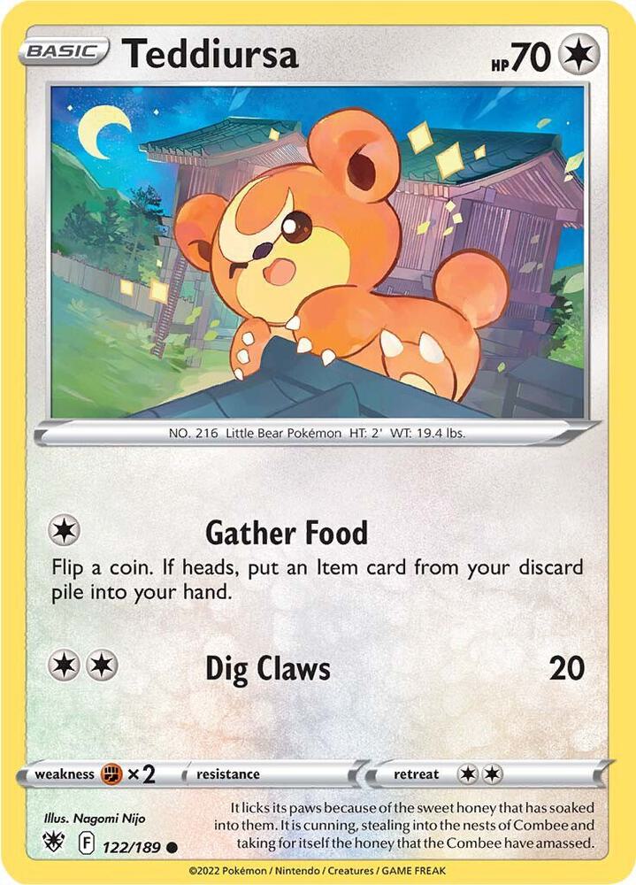 Teddiursa 122/189 — Astral Radiance Pokémon card