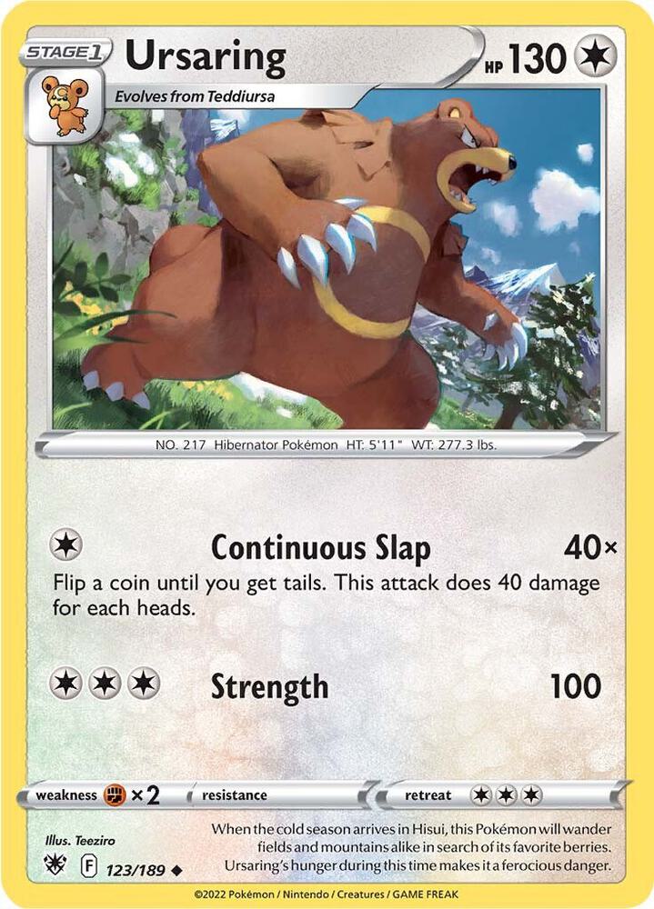 Ursaring 123/189 Reverse Holofoil — Astral Radiance Pokémon card
