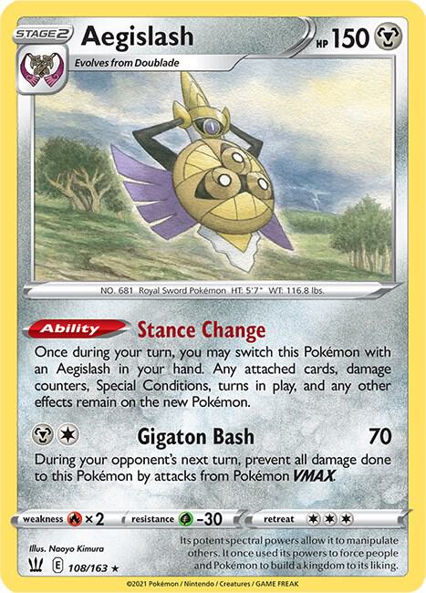 Aegislash 108/163 Reverse Holofoil — Battle Styles Pokémon card