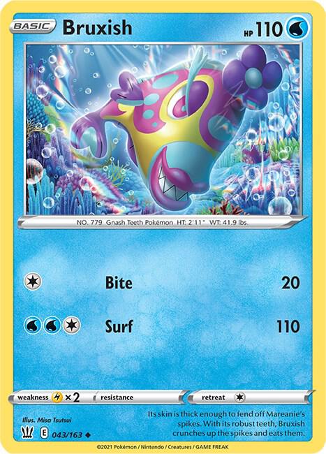Bruxish 043/163 Reverse Holofoil — Battle Styles Pokémon card