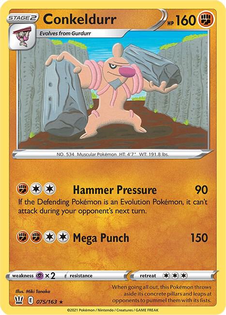 Conkeldurr 075/163 Reverse Holofoil — Battle Styles Pokémon card