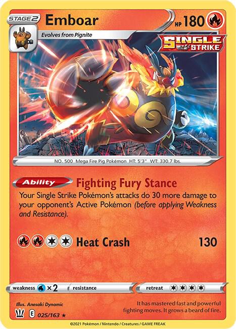 Emboar 025/163 Reverse Holofoil — Battle Styles Pokémon card