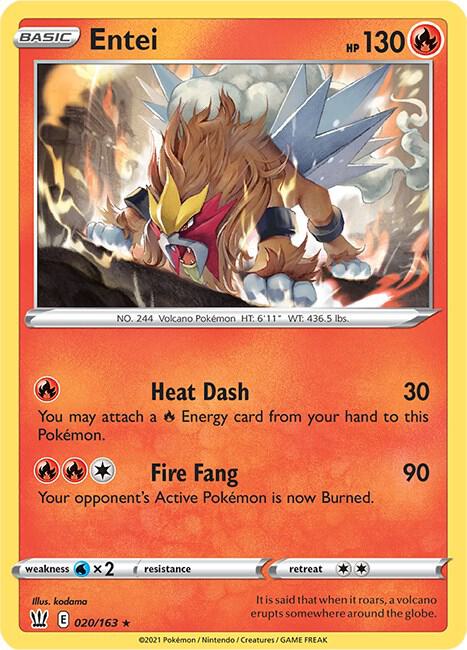Entei 020/163 Holofoil — Battle Styles Pokémon card