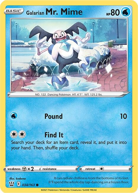 Galarian Mr. Mime 034/163 Reverse Holofoil — Battle Styles Pokémon card